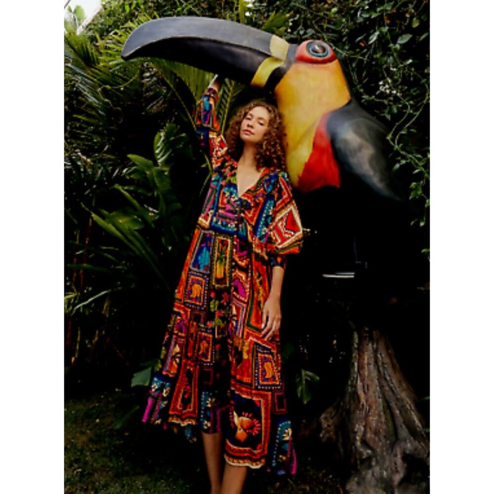 Farm Rio S Patchwork Tapestry Ankle Dress - Picture 2 of 6